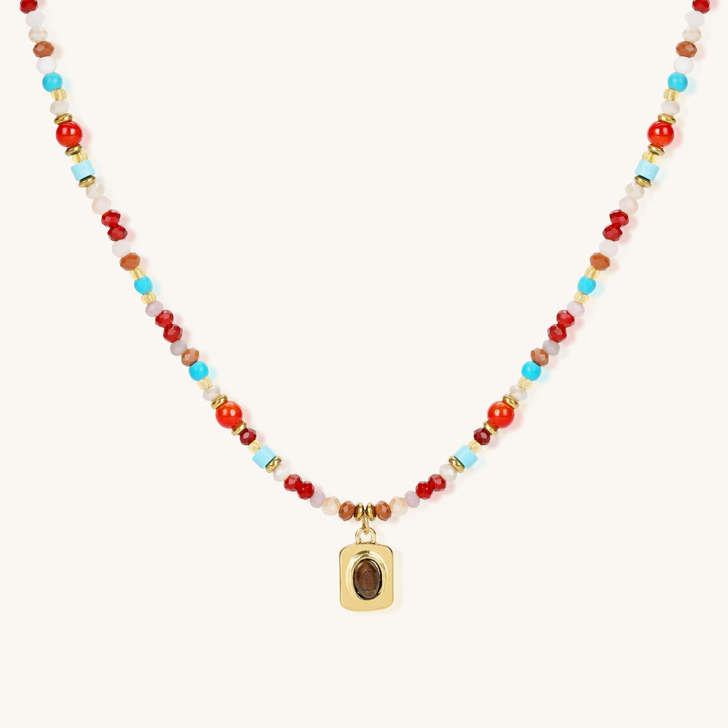 Tiger Amber & Clear Heart – Tiger's Eye Necklace