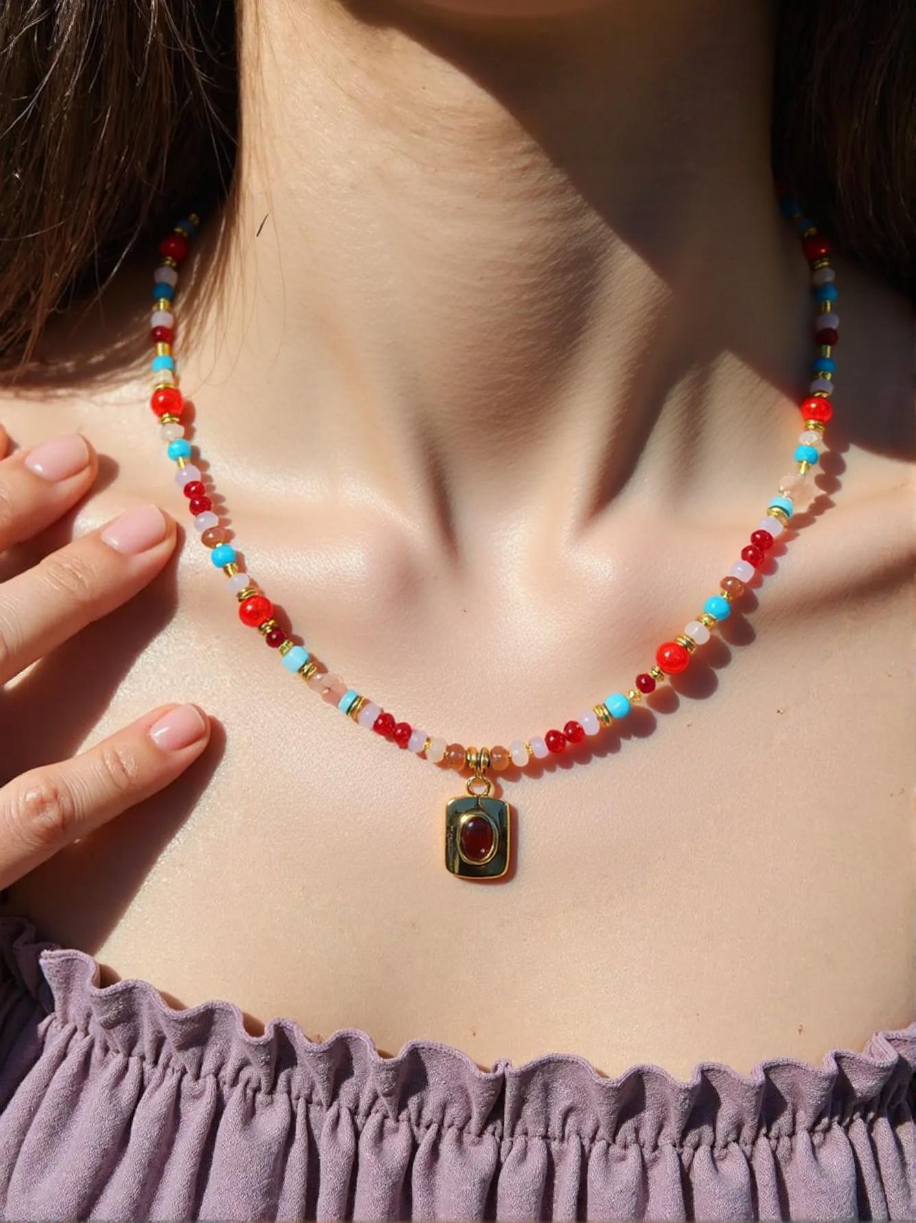 Tiger Amber & Clear Heart – Tiger's Eye Necklace