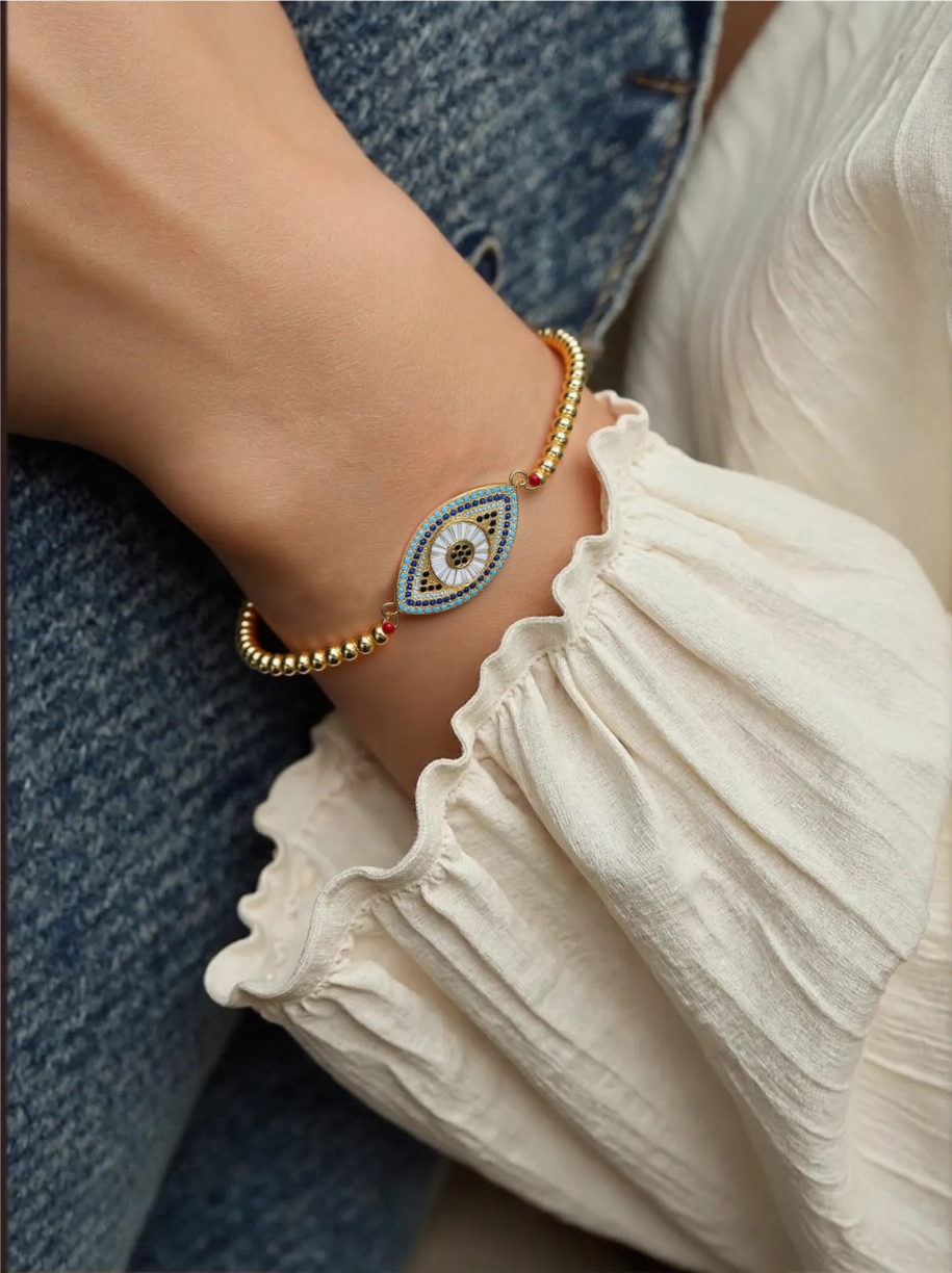 Stellar Guard Silver-Gold Evil Eye Bracelet