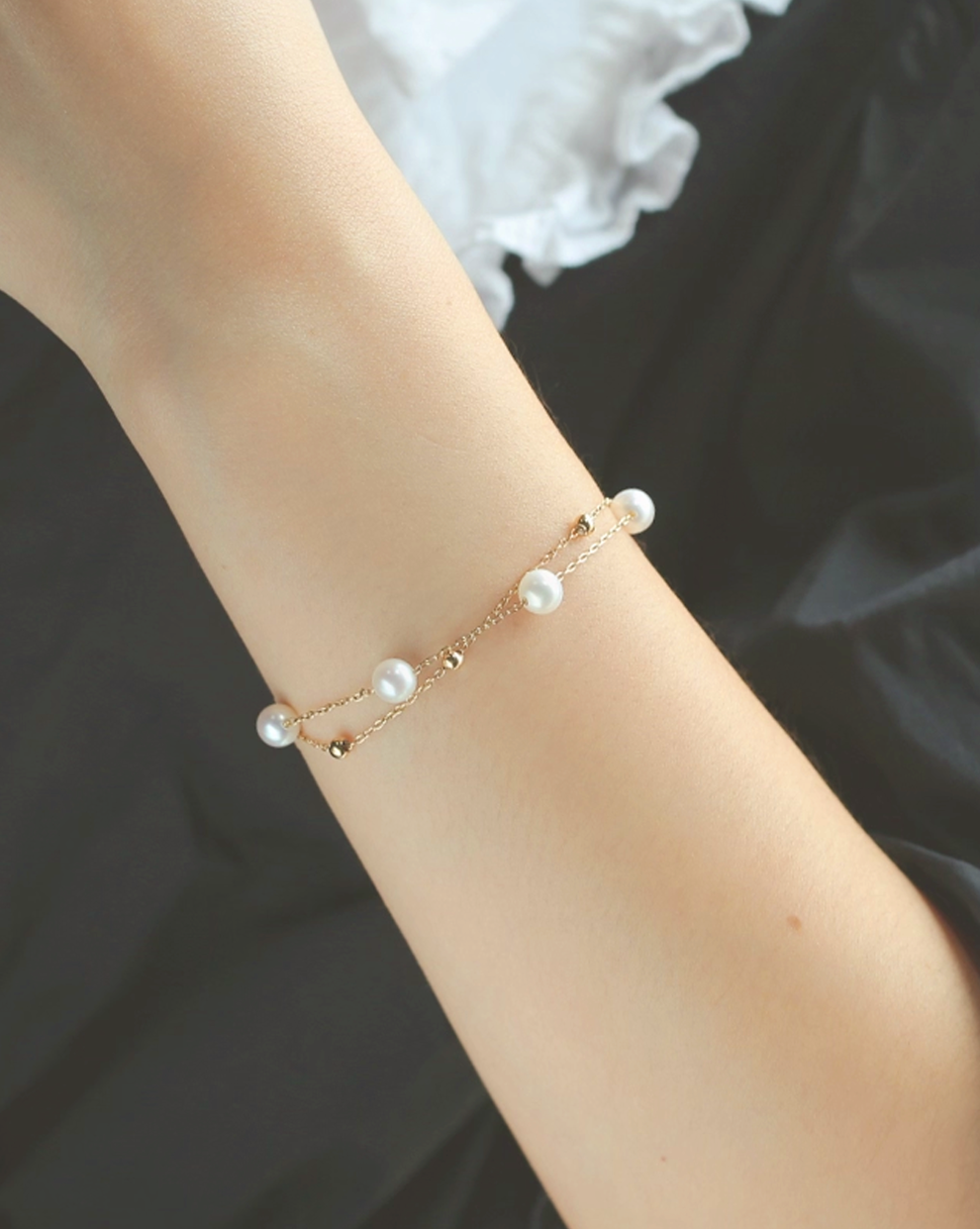 Double Chains Bearing Light – Double Evoke Pearl Chain Bracelet