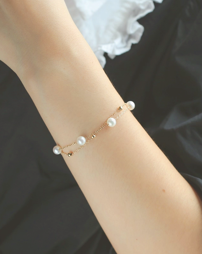 Double Chains Bearing Light – Double Evoke Pearl Chain Bracelet