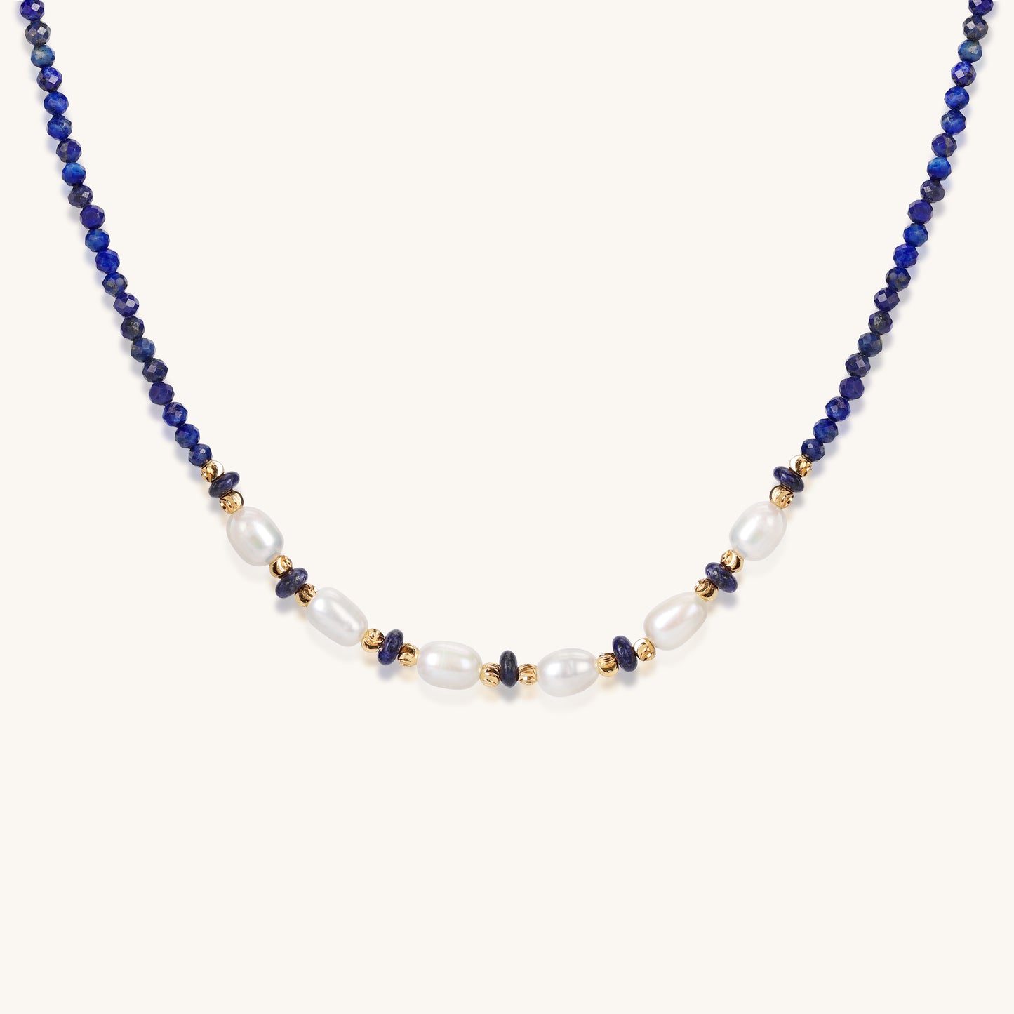 Pearl Reflects Lapis Sky – Lapis Lazuli & Pearl Necklace