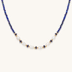 Pearl Reflects Lapis Sky – Lapis Lazuli & Pearl Necklace