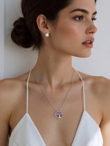 Sacred Remedy Silver Amethyst Tree of Life Necklace