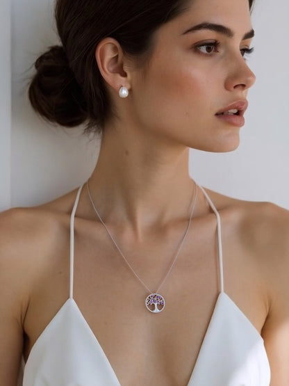 Sacred Remedy Silver Amethyst Tree of Life Necklace