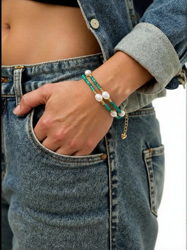 Azure Agate & Pearl Joyful Calm Bracelet