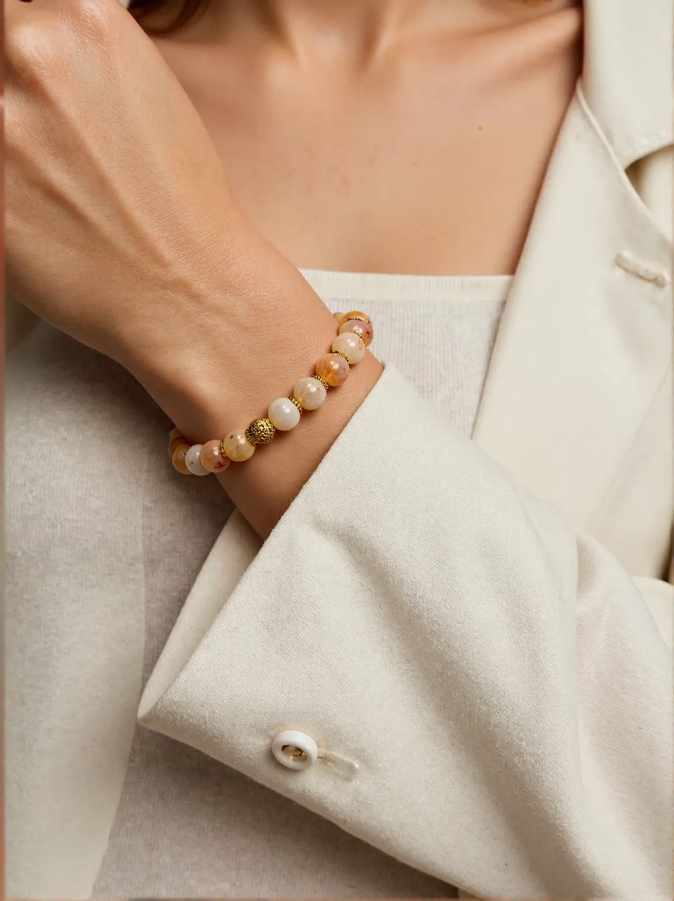 Warm Sun Smooth Flow - Yellow Crystal Good Fortune Bracelet