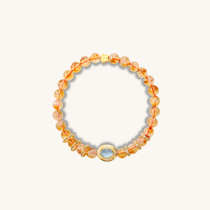 Morning Light Warmth - Yellow Citrine and Aquamarine Bracelet
