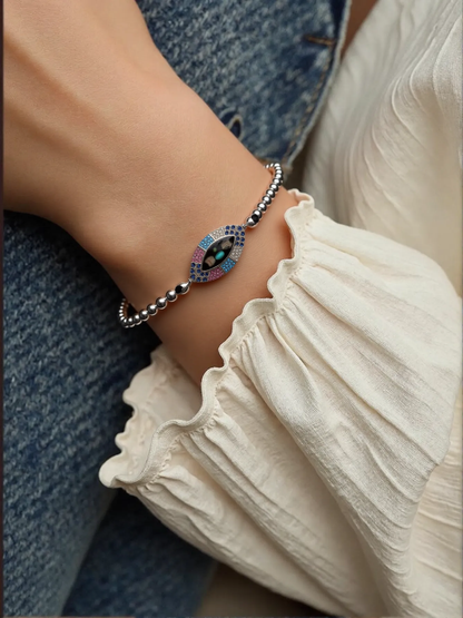 Pure Light Alongside – Zircon Evil Eye Bracelet