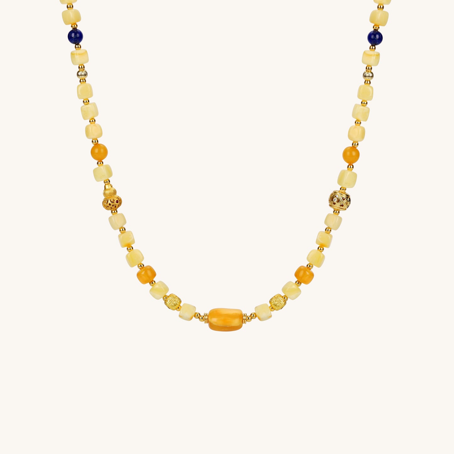 Sunlit Glow – Amber Beaded Necklace