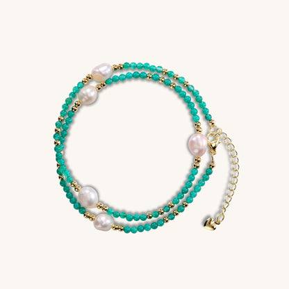 Azure Agate & Pearl Joyful Calm Bracelet - Muditalume.online store
