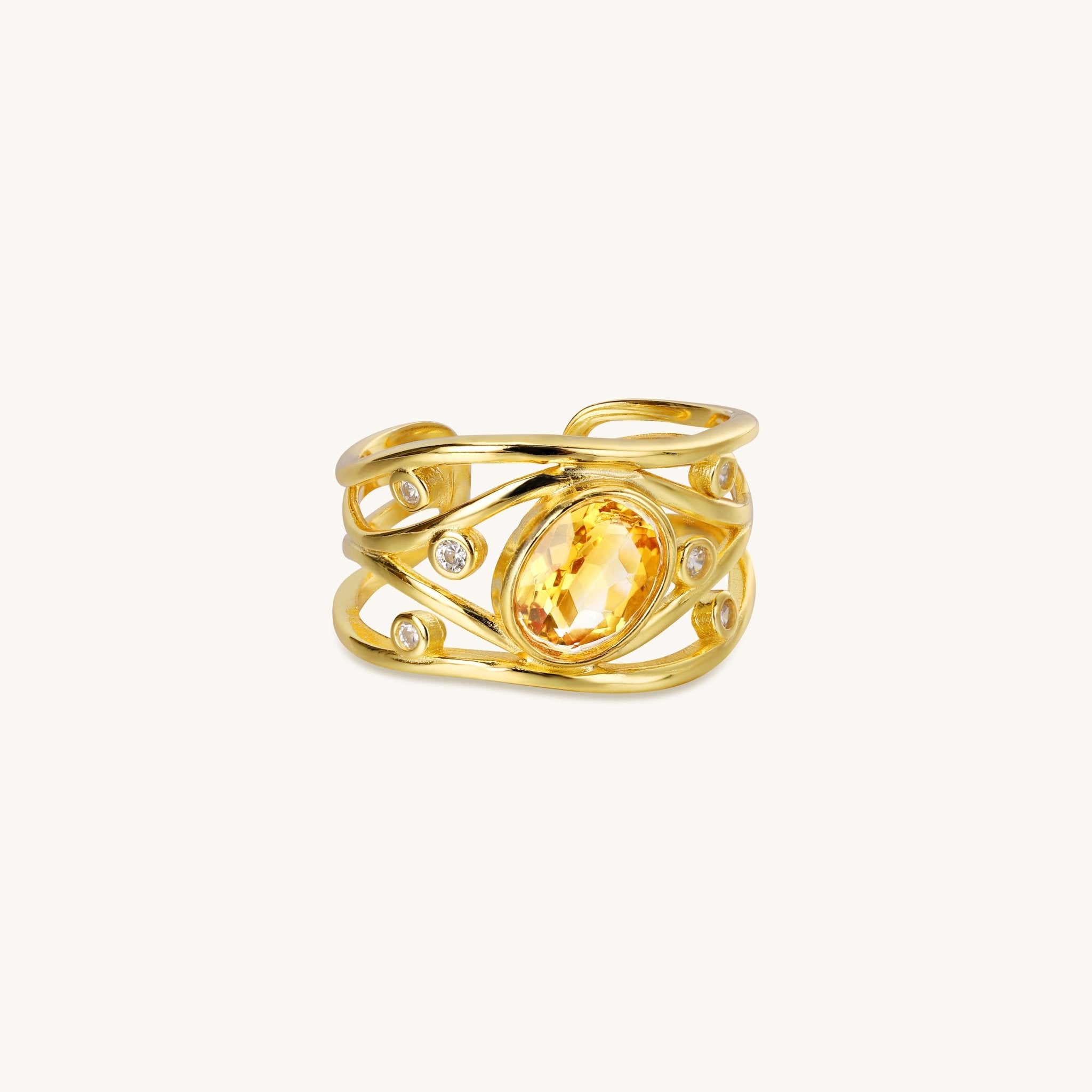Citrine Silver Radiance Ring - Muditalume.online store