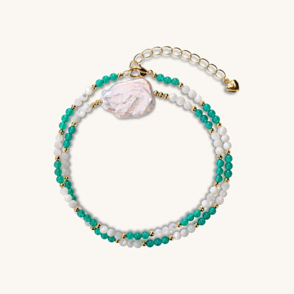 Emerald Agate & Pearl Harmony Bracelet - Muditalume.online store