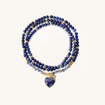 Heart and Wisdom Together – Lapis Lazuli Triple Wrap Bracelet - Muditalume.online store