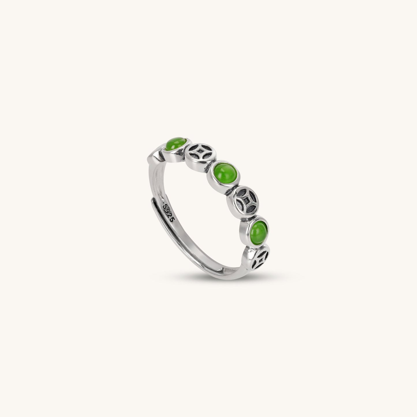 Jade Rhyme Evil Eye Peace Ring - Muditalume.online store