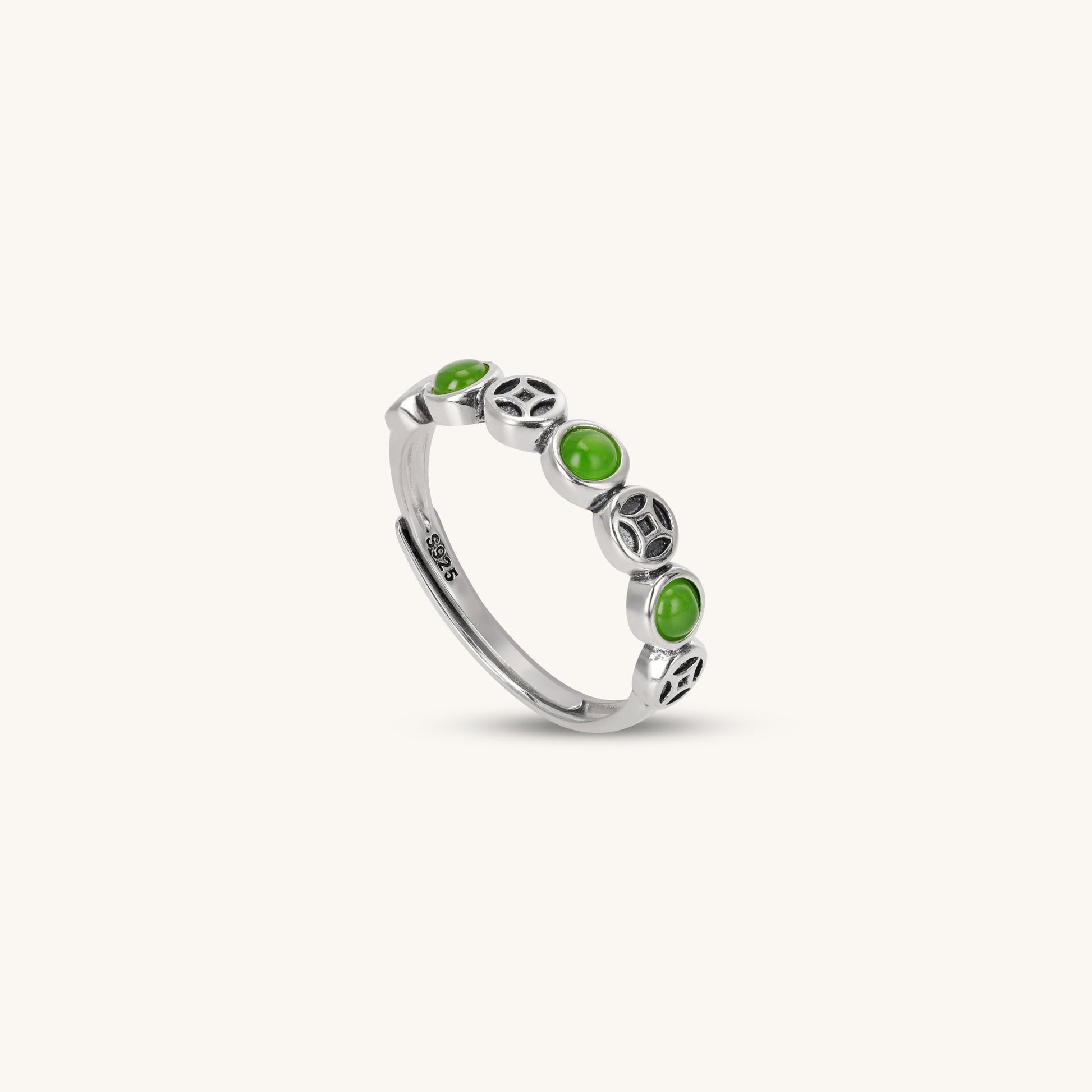 Jade Rhyme Evil Eye Peace Ring - Muditalume.online store