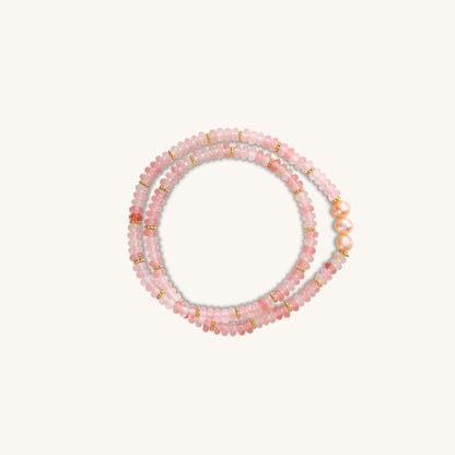 Love Language Companion - Rose Quartz Pearl Necklace - Muditalume.online store