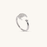Moon & Star Silver - Plated Platinum Ring - Muditalume.online store