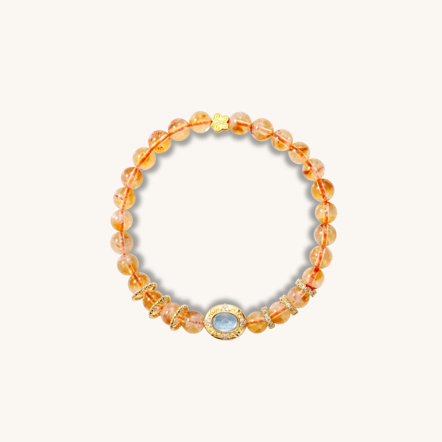 Morning Light Warmth - Yellow Citrine and Aquamarine Bracelet - Muditalume.online store