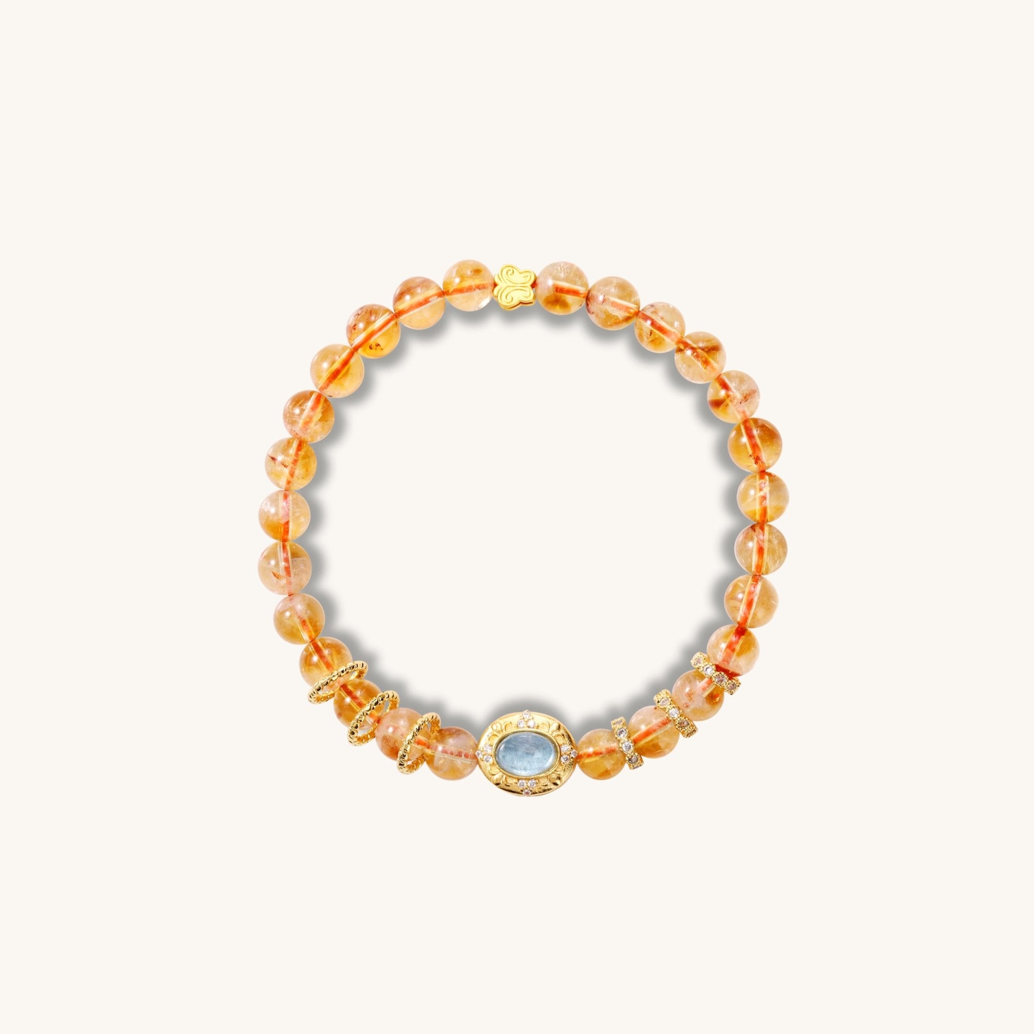 Morning Light Warmth - Yellow Citrine and Aquamarine Bracelet - Muditalume.online store