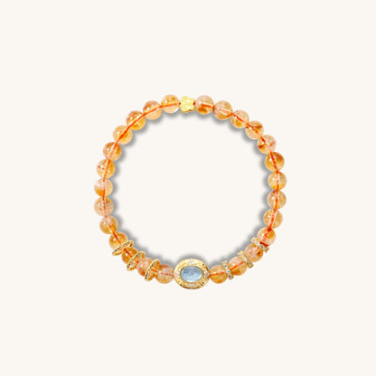 Morning Light Warmth - Yellow Citrine and Aquamarine Bracelet - Muditalume.online store