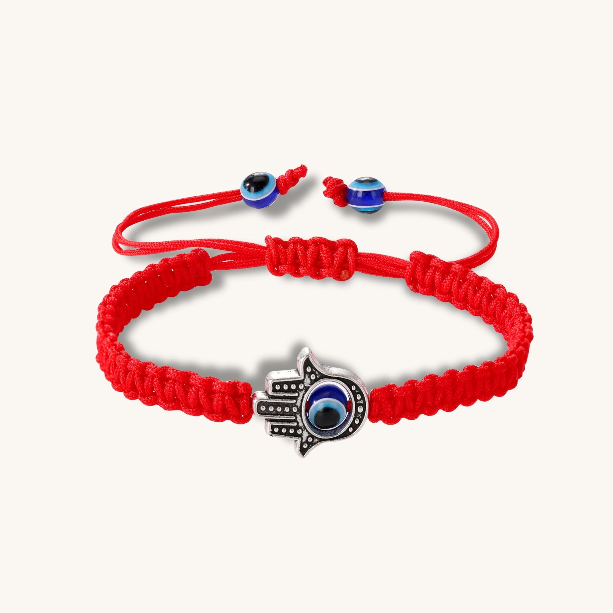 Peaceful Stride - Red String Hamsa Hand Charm Bracelet - Muditalume.online store