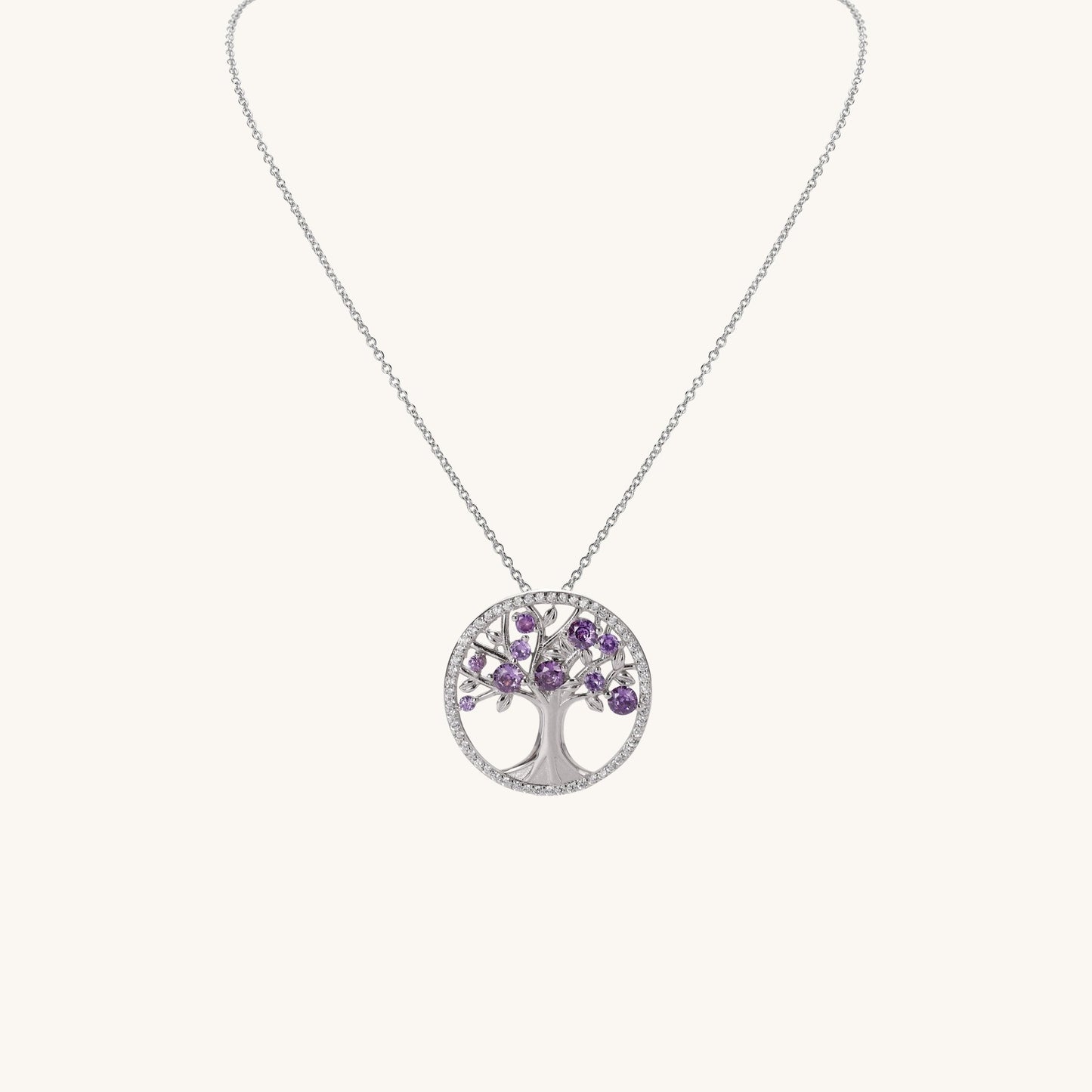 Sacred Remedy Silver Amethyst Tree of Life Necklace - Muditalume.online store