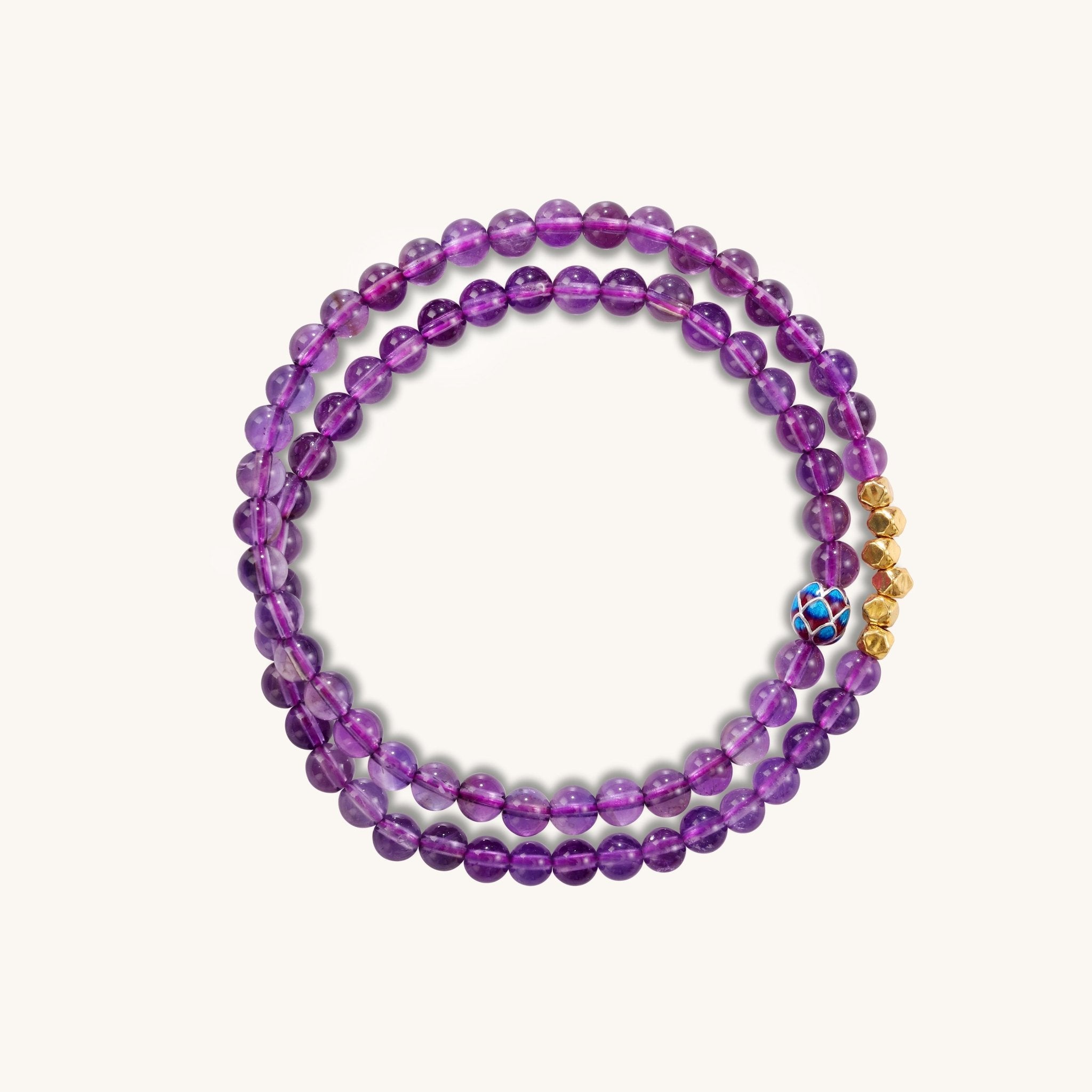 Serene Charm - Amethyst Gold - Plated Bead Lotus Charm Bracelet - Muditalume.online store