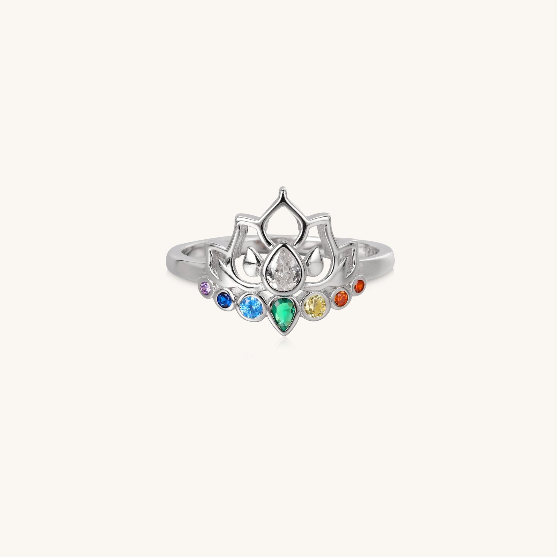 Silver Lotus Zircon Rhyme Ring - Muditalume.online store