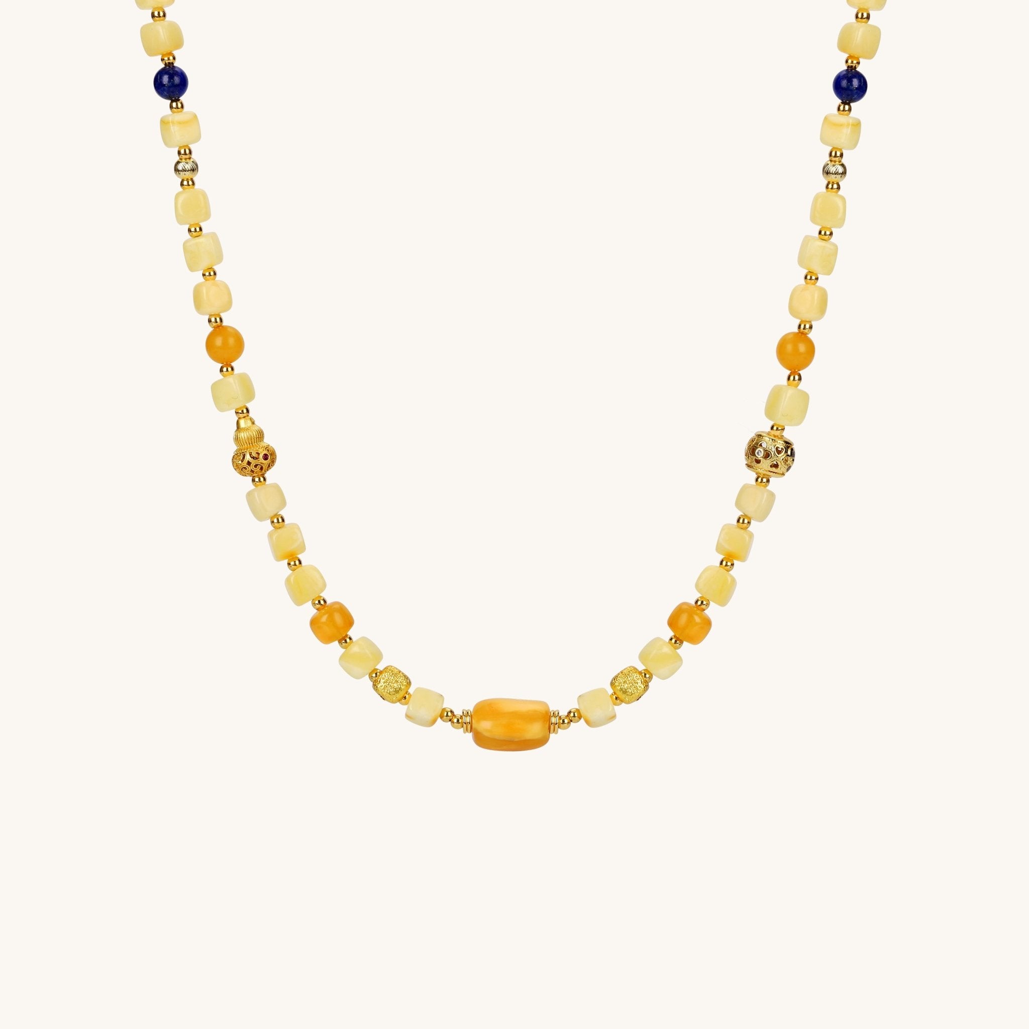 Sunlit Glow – Amber Beaded Necklace - Muditalume.online store