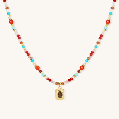 Tiger Amber & Clear Heart – Tiger's Eye Necklace - Muditalume.online store