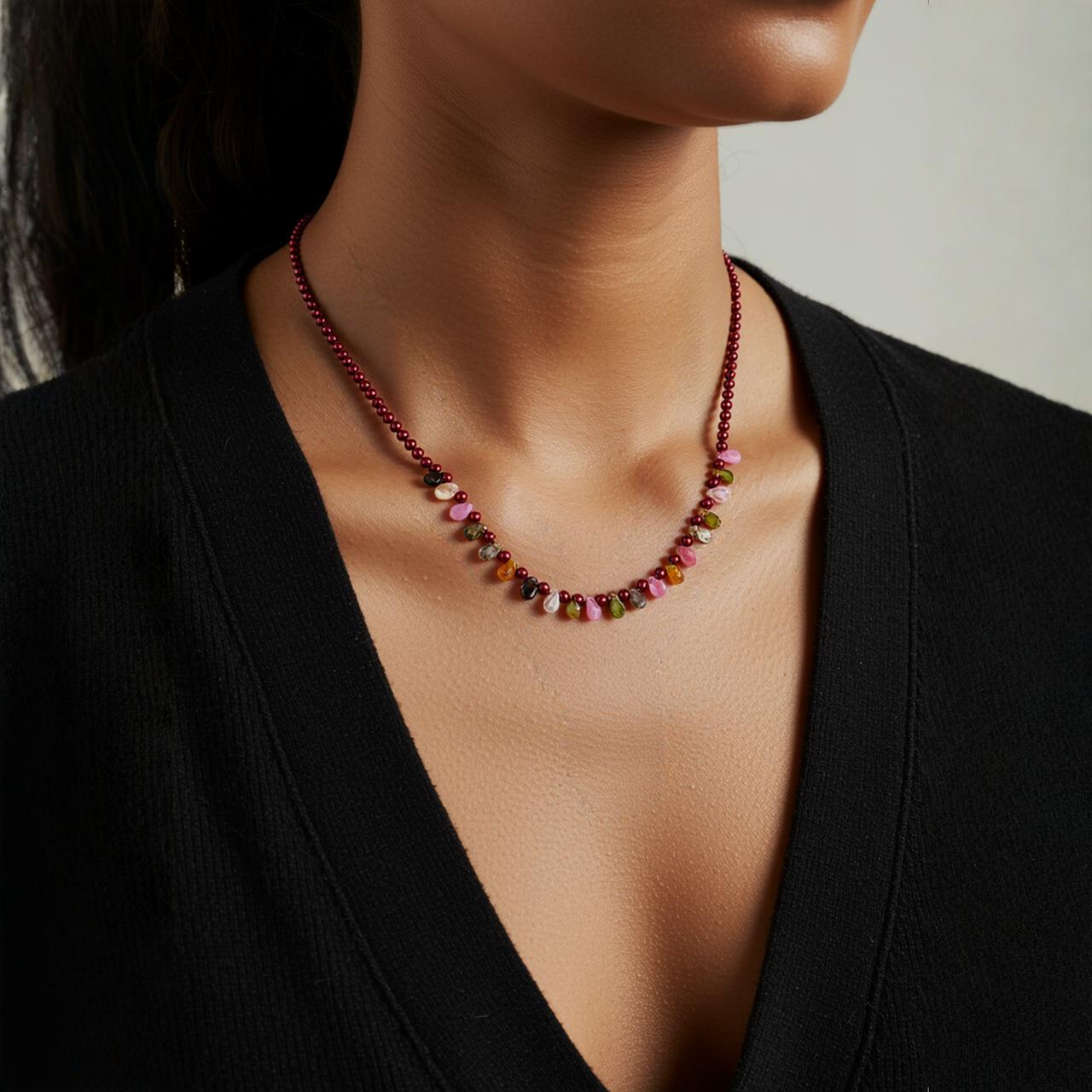 Vibrant Glow Rose Tourmaline Necklace - Muditalume.online store